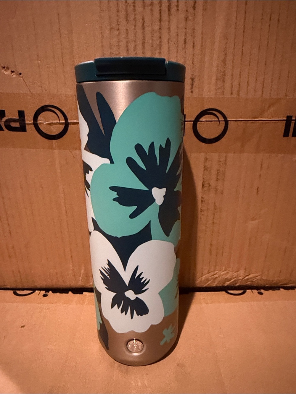 Starbucks Floral Stainless Travel Tumbler - Teal, Navy & White
